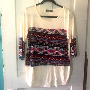 Crazy Train Large boutique Aztec top NWT